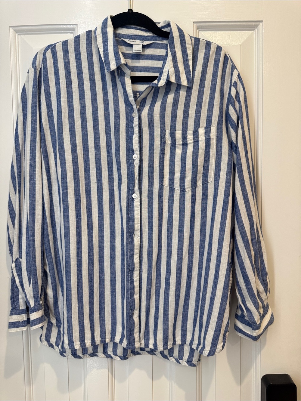 Old navy Blue and White Striped women’s Button-Up Shirt